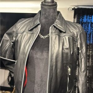 NEW WOT Straight to Hell Women’s Belmont Leather Bomber; XL fits like a M
